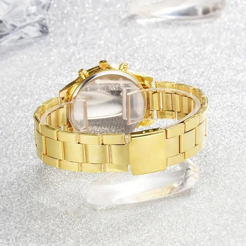 Elegant Luxury Gold Watch Jewelry Set (5PCS)