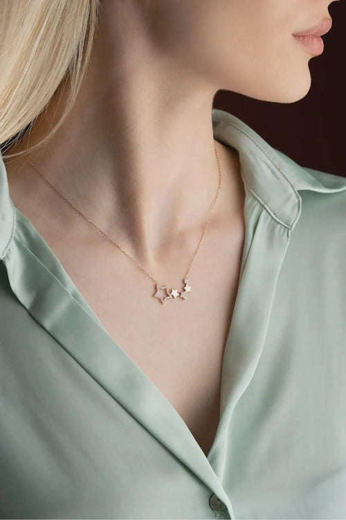 Rose Gold Plated Sterling Silver Star Necklace Dainty Jewelry
