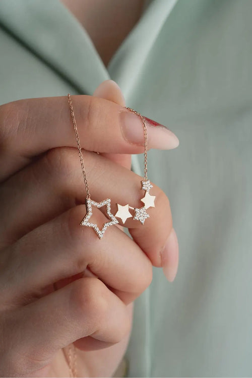 Rose Gold Plated Sterling Silver Star Necklace Dainty Jewelry
