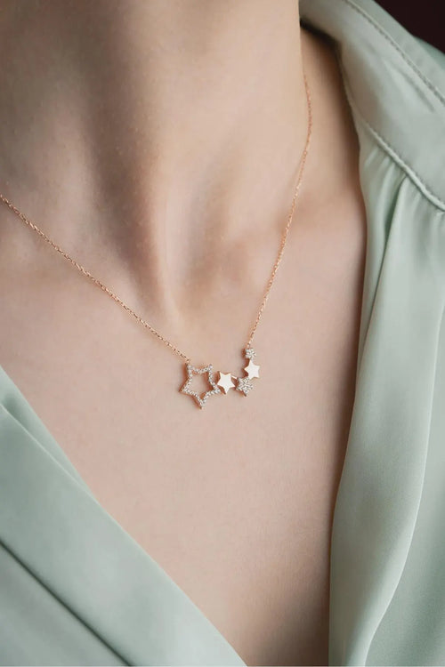Rose Gold Plated Sterling Silver Star Necklace Dainty Jewelry