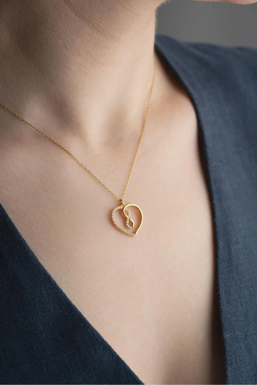 Gold Plated Sterling Silver Heart Necklace Dainty Romantic Jewelry