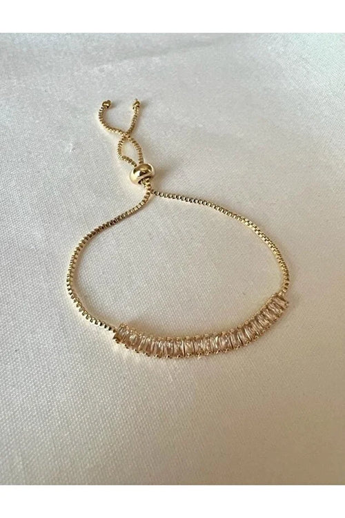 Baguette Zircon Adjustable Bracelet Elegant Minimal Sparkle Jewelry